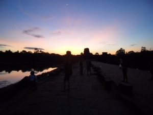 The bridge over the moat to  Angkor Wat
